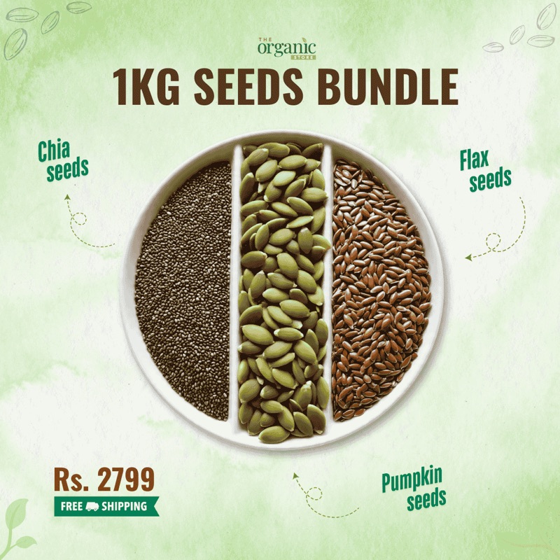 Superfood Seeds Bundle – 3 Pack (Chia, Pumpkin, & Flax Seeds) – 1 KG